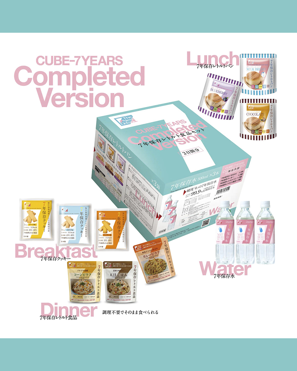 7年保存食品3日分セット Completed Version